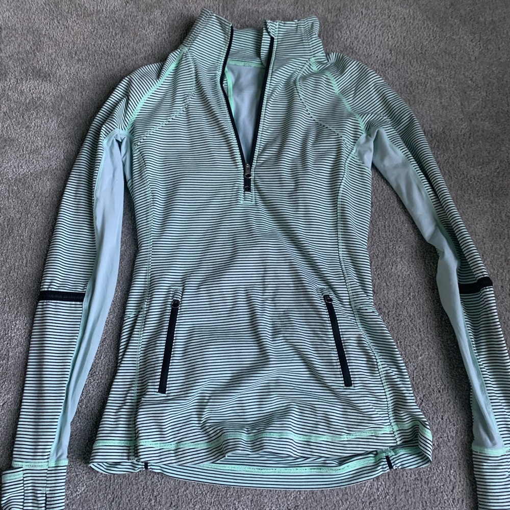 mint green lululemon 3/4 zip up